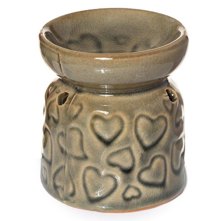 Mały ceramiczny kominek olejowy Eden - Serce / popielaty